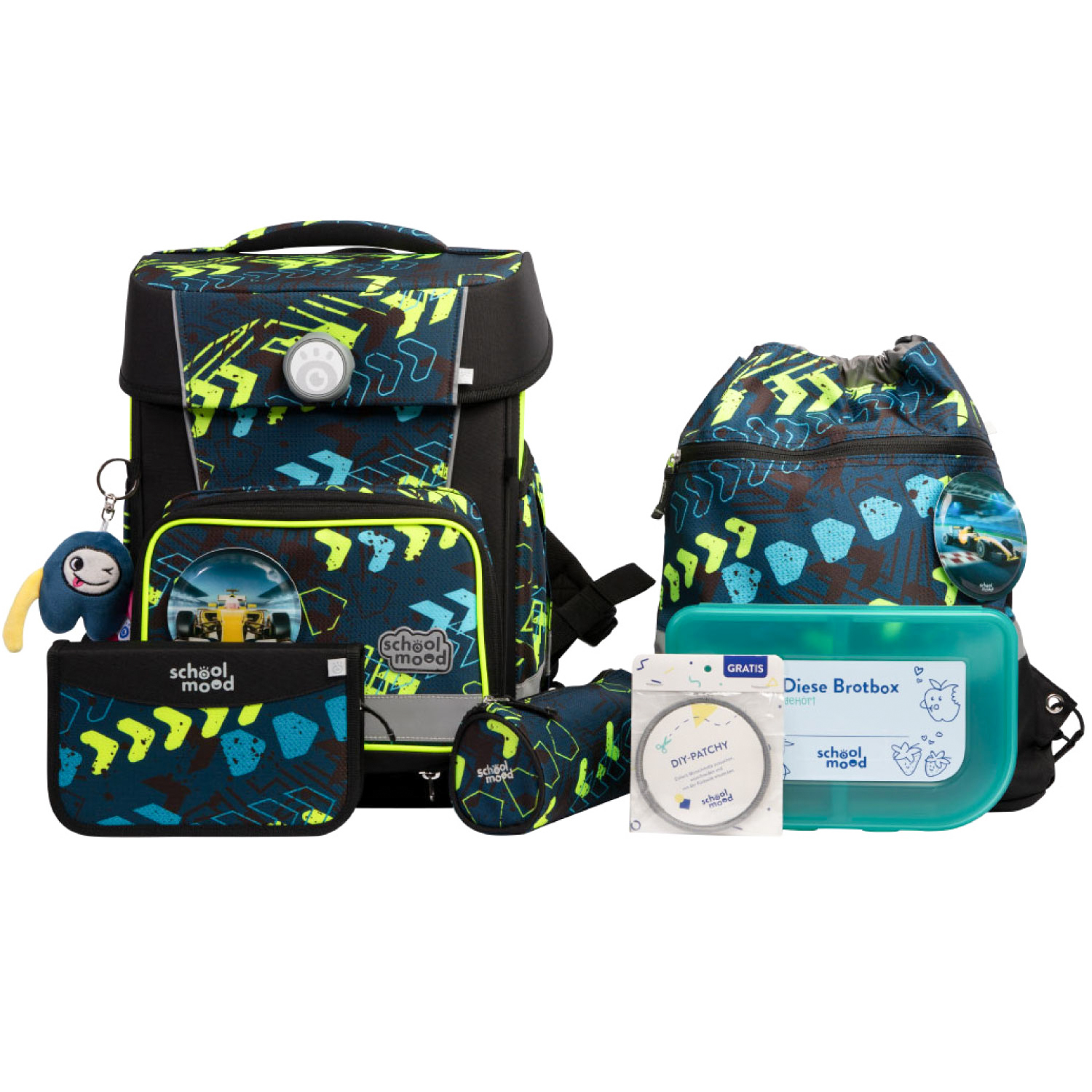 Champion Pro Elias (Rennwagen), 7-tlg. Schulranzenset  Champion Pro Elias (Rennwagen), 7-tlg. Schulranzenset