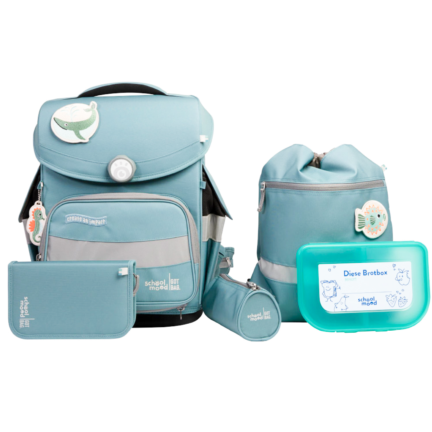 Timeless Pro Dolphin (Ocean Collection), 6-tlg. Schulranzenset  Timeless Pro Dolphin (Ocean Collection), 6-tlg. Schulranzenset