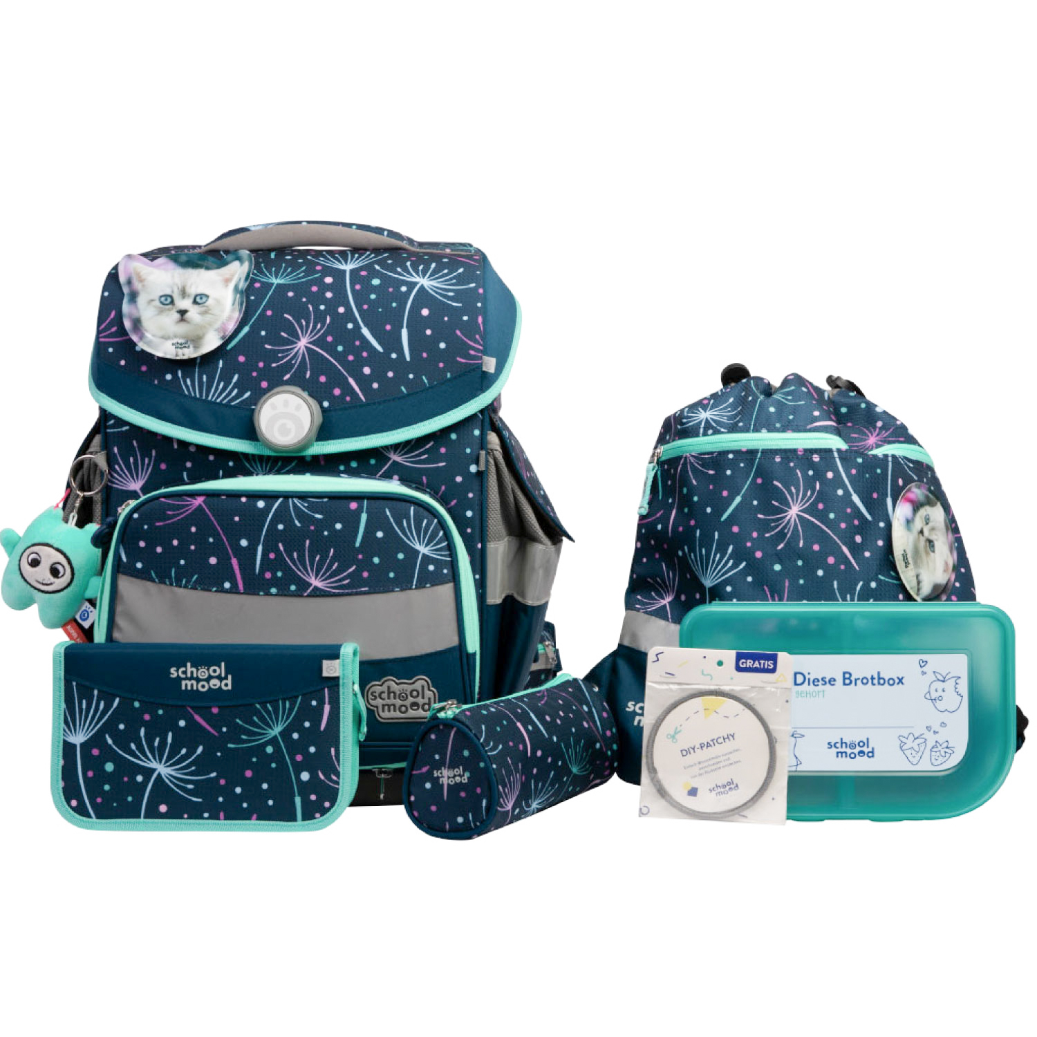 Timeless Pro Lina (Kätzchen), 7-tlg. Schulranzenset  Timeless Pro Lina (Kätzchen), 7-tlg. Schulranzenset