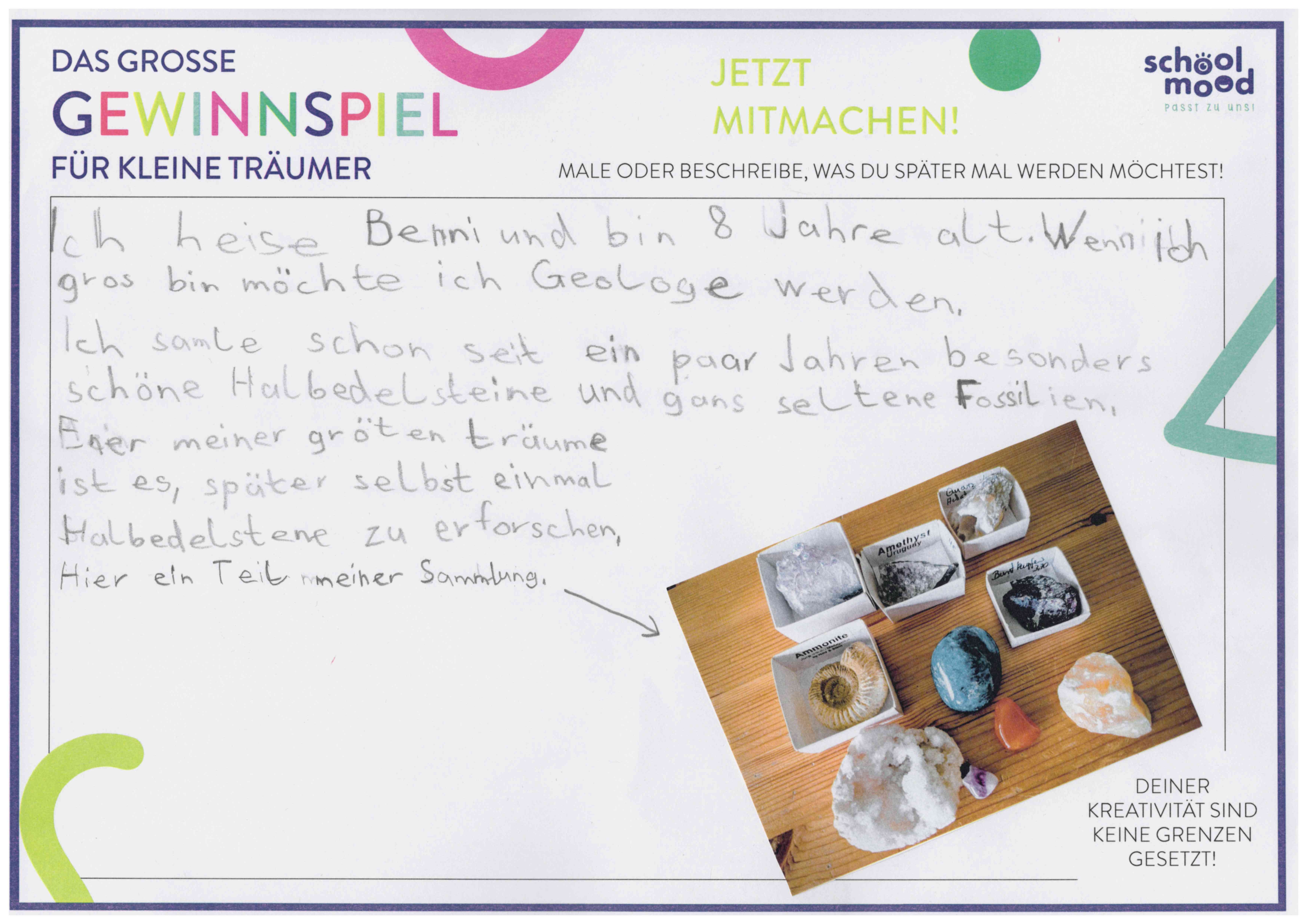 Benjamin, 8 Jahre - Geologe