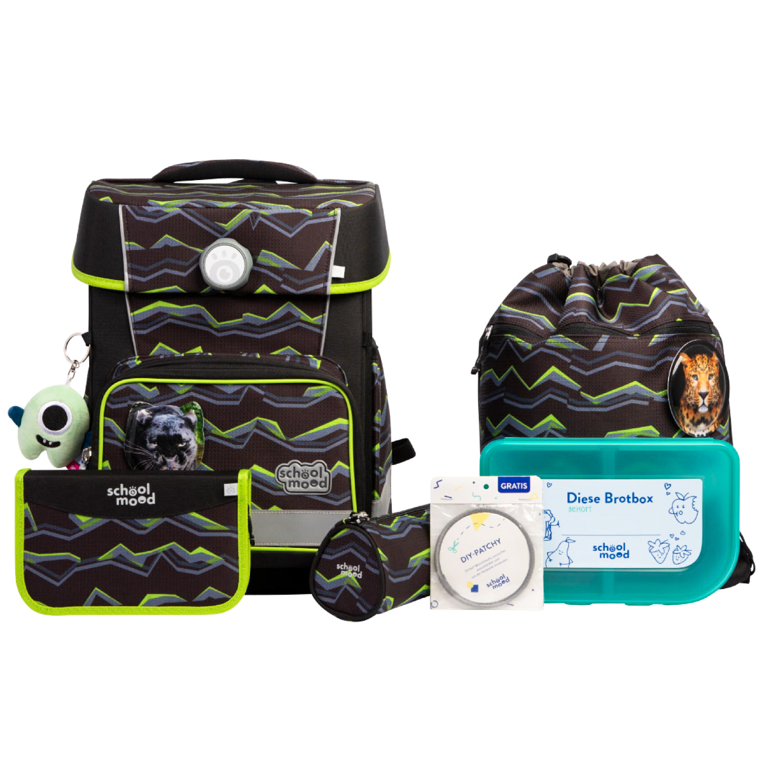 Champion Pro Finn (Raubkatze), 7-tlg. Schulranzenset  Champion Pro Finn (Raubkatze), 7-tlg. Schulranzenset