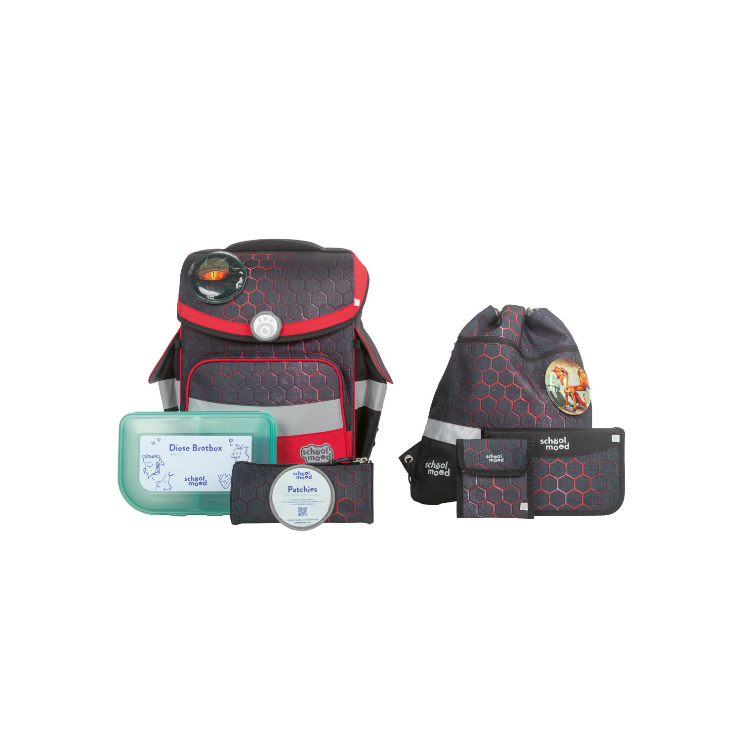 Timeless Mika (Drache), 7-tlg. Schulranzenset  Timeless Mika (Drache), 7-tlg. Schulranzenset